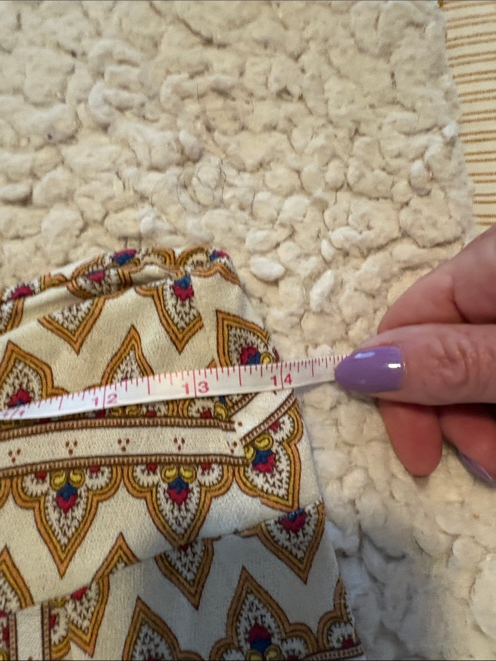 FARM Rio Cream Wide Leg Pants with Gold & Red Accents - Picture 3 of 8